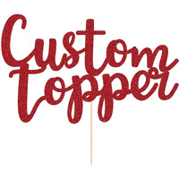 Personalized Cake Topper Birthday Cake Toppers 11 Colours Wedding Cake Topper With Any Text Numbers Double Sided Glitter Cake Decoration For Anniversary Baby Shower(Red)