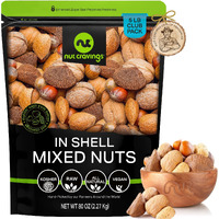 Nut Cravings - Mixed Nuts (In Shell) Brazil, Walnuts, Filberts, Almonds, Pecans (80Oz - 5 Lb) Packed Fresh In Resealable Bag - Healthy Snack, Protein Food, Natural, Keto, Vegan, Kosher