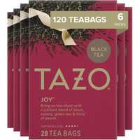 Tazo Joy Limited Edition Seasonal Black Tea Blend Tea Bags, 120 Total Tea Bags (20Ct - Pack Of 6)