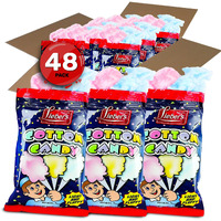 Lieber's Cotton Candy | 48 Pack Of Light & Fluffy Vintage Candy | Blue & Red Carnival Birthday Party Favors Treats Supplies For Kids, Kosher | 0.8 Ounce Bags (48 Pack)