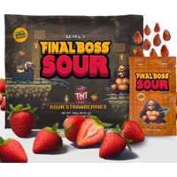 Final Boss Extremely Super Sour Candy, Natural Chewy Strawberry Gummies Made With Dried Fruit, Free Of Artificial Colors, Low Calorie Healthy Snack For Kids & Adults, 1.06Oz, 10 Pack (Lvl 3 Sourness)