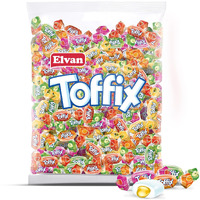 Toffix | Fruit Chews Assorted Bulk Candy 250+ Pieces | Center-Filled Soft Fruit Chews Candy - Individually Wrapped For Freshness - 2.2 Pound (Orange, Strawberry, Pineapple, Watermelon, Apple)