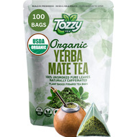 Tozzy Organic Unsmoked Yerba Mate Tea - 100 Count (Pyramid Bags) | Detox & High Caffeine | Pure Plant-Based Ingredients | Eco-Conscious Packaging