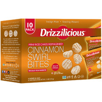 Drizzilicious Mini Rice Cakes Cinnamon Swirl - Rice Crisps, Healthy Snack For Adults And Kids, Flavored Rice Cakes, Vegan, Gluten Free, Allergen Free, Only 90 Calories Per Bag - 0.74 Oz (Pack Of 10)