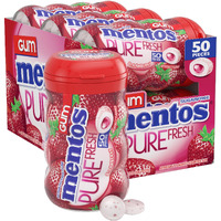 Mentos Pure Fresh Sugar-Free Chewing Gum With Xylitol, Strawberry, 50 Piece Bottle (Bulk Pack Of 6)