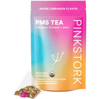 Pink Stork Organic Pms Tea For Hormone Balance, Mood Swings, Bloating, And Period Regularity - 8 Herbs - Vitex, Red Raspberry Leaf, Chamomile - Caffeine-Free - 15 Sachets, Hot Or Iced