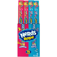 Nerds Rope, Candy, Variety Box, Rainbow & Very Berry, 0.92Oz (16 Ct)
