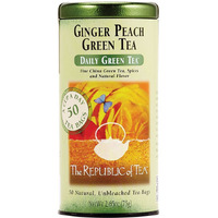 The Republic Of Tea - Ginger Peach Green Tea, 50 Tea Bags, Tin | Flavored Fruit Tea | Caffeinated
