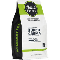 Wink Coffee Super Crema | Medium Roast Espresso | 100% Arabica Whole Bean Coffee | Large 2.2 Pound Bag (Pack Of 1) | Colombian Single Origin | Rich, Smooth, Full Bodied And Complex