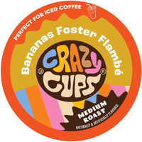 Crazy Cups Flavored Coffee For Keurig K-Cup Machines, Bananas Foster Flambe', Hot Or Iced Drinks, 22 Single Serve, Recyclable Pods