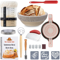 Complete Sourdough Bread Starter Kit, Glass Sourdough Starter Jar Kit & Tons Of Sourdough Bread Baking Supplies - Sourdough Starter Kit Includes Sourdough Jar, Banneton Bread Proofing Basket & More