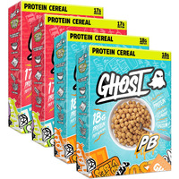 Ghost Protein Cereal, Variety Pack In Marshmallow With Lucky Charms Marshmallows & Peanut Butter (4-Pack) - 17G Protein & Good Source Of Calcium - Protein Breakfast Cereal & Snack