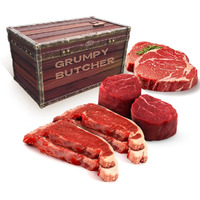 Grumpy Butcher 8 Steaks Premium Set - 4 Ny Strip Steaks (10 Oz), 2 Ribeye (14 Oz), 2 Filet Mignon (8 Oz) | Steak House Quality, Handcut & Trimmed | Usda Prime Or Top Angus Choice Beef
