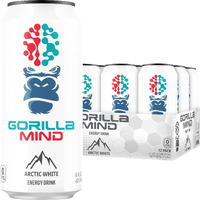 Gorilla Mind Energy Drink | Unmatched Energy  Amplified Focus | N-Acetyl-L-Tyrosine, Alpha-Gpc, 200Mg Caffeine, Uridine, Saffron | 0 Sugar Or Artificial Colors | 16Oz, 12-Pack (Arctic White)