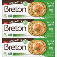 Breton Crackers, Gluten Free Herb & Garlic, Pack Of 3