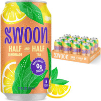 Swoon Half Unsweetened Iced Tea & Half Lemonade - Low Carb, Gluten Free, Keto & Paleo-Friendly - Natural Lemon Juice Concentrate And Organic Black Tea Sweetened By Monk Fruit And Stevia (Pack Of 12)