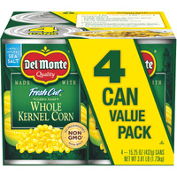 Del Monte Fresh Cut Golden Sweet Whole Kernel Corn Canned Vegetables, 15.25 Oz, Pack Of 4