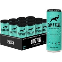 Goat Fuel Preworkout Sports Energy Drink | Sugar-Free Pre Workout Healthy Energy Drink With Cordyceps Mushroom | Increase Mental And Physical Performance | With Bcaas And Electrolytes | 12 Pack | Gummy Bear