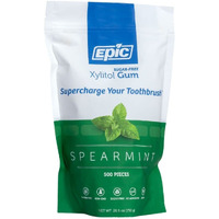 Epic Xylitol Chewing Gum - Sugar Free & Aspartame Free Chewing Gum Sweetened W/Xylitol For Dry Mouth & Gum Health (Spearmint, 500-Piece Bag, 1 Bag)