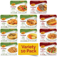 Kosher Mre Meat Meals Ready To Eat (10 Pack Variety - Beef, Chicken & Turkey) Prepared Entree Fully Cooked, Shelf Stable Microwave Dinner - Travel, Military, Camping, Emergency Survival Protein Food
