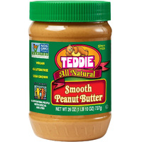 Teddie All Natural Peanut Butter, 26 Ounce 6 Pack, Gluten Free & Vegan, 26 Ounce Plastic Jar (26 Ounce (Pack Of 6), Smooth)