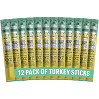 Lorissa's Kitchen Premium Grass-Fed & Finished Jerky Snack Sticks 12-Pack: Herb-A-Licious Turkey Flavor, 8G Protein, Certified Free From Top 9 Allergens, Gluten-Free, Non-Gmo, Zero Sugar, Keto, Paleo