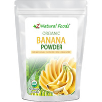 Z Natural Foods Organic Banana Powder, Fiber Supplement For Glowing Skin And Enhanced Immunity, Great In Juice, Smoothies, And Recipes, Non-Gmo, Vegan, Gluten-Free, Kosher, 1 Lb.