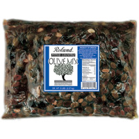 Roland Foods Greek Country Olive Mix, Whole Pitted Olives Marinated With Garlic And Pepperoncini Peppers, Specialty Imported Food, 5 Pound (Pack Of 1) (71760)