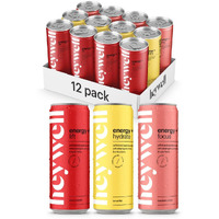 Heywell Sparkling Adaptogenic, Water Energy And Focus, Energy Variety Pack, 12 Fluid Ounce (Pack Of 12) - Caffeinated, Organic, Non Gmo, Vegan, Gluten Free, Dairy Free