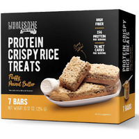 Protein Crispy Rice Treats, 15G Protein, 3G-7G Net Carbs, Low Carb, Fluffy, Soft, Chewy, Gluten Free, High Fiber, Keto-Friendly, No Aftertaste (Fluffy Peanut Butter, 1 Pack)