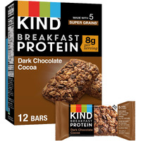 Kind Breakfast, Healthy Snack Bar, Dark Chocolate Cocoa, Gluten Free Breakfast Bars, 8G Protein, 1.76 Oz Packs (6 Count)