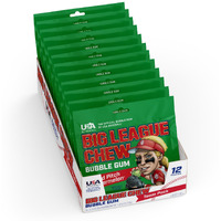 Big League Chew Wild Pitch Watermelon Bubble Gum - Juicy Watermelon Flavor Burst | Ideal For Baseball Games, Teams, Concessions, Parties, And More | Pack Of 12 Bags (2.12Oz Each)
