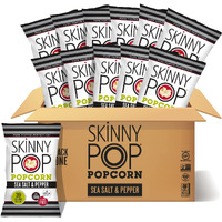 Skinnypop Sea Salt & Pepper Popcorn, Gluten Free, Non-Gmo, Healthy Popcorn Snacks, Skinny Pop, 4.4Oz Grocery Size Bags (12 Count)