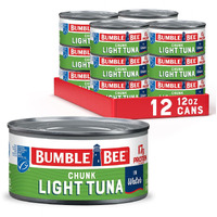 Bumble Bee Chunk Light Tuna In Water, 12 Oz Can (Pack Of 12) - Wild Caught Skipjack Tuna - 17G Protein Per Serving - Msc Certified Sustainable Seafood, Non-Gmo, Gluten Free, Kosher