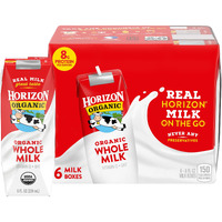 Horizon Organic Horizon Organic Shelf-Stable Whole Milk Boxes, Whole Milk Single Serve, 8 Oz, 6 Pack, 8.0 Fl Oz (Pack Of 6)