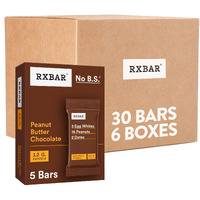 Rxbar Protein Bars, 12G Protein, Gluten Free Snacks, Peanut Butter Chocolate (6 Boxes, 30 Bars)