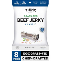 Think Jerky, Classic Beef Jerky (1.0 Ounce Bags, Pack Of 8 Bags) - Chef-Crafted, Grass-Fed Beef, Gluten Free, No Antibiotics Or Nitrates - Healthy Protein Snack, Low Calorie And Low Fat