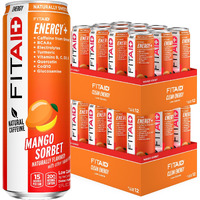 Fitaid Energy, 200Mg Natural Caffeine, Keto, Mango Sorbet, Optimum Performance Formula: Bcaas, Quercetin, Electrolytes, Omega-3S, 15 Calories, Paleo, Vegan & Gluten-Free, 12-Oz. Cans (Pack Of 24)