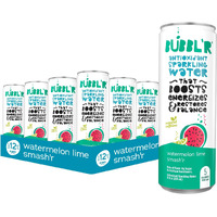 Bubblr Watermelon Lime Smashr, Antioxidant Sparkling Water With Natural Caffeine, 0G Sugar, Gluten Free, All Natural Flavors, 12 Fl Oz Cans, 12 Count