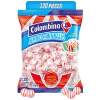 Colombina Jumbo Peppermint Balls, Individually Wrapped Red & White Hard Candy Delights, 1 Pack (120 Count)