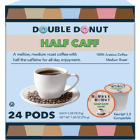 Double Donut Half Caff Coffee Pods, Single Serve Half Caffeine Coffee Pods For Keurig K Cup Brewers, Medium Roast, 24 Count