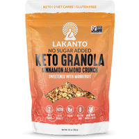 Lakanto Cinnamon Almond Crunch Granola - Delicious Snack, Quick Breakfast Cereal, Keto Friendly, Monk Fruit Sweetener, No Sugar Added, Vegan, Gluten Free, Grain Free, Low Net Carbs (11 Oz)