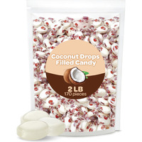 Coconut Drops Filled Hard Candy, Individually Wrapped, Bulk Pack 2 Pounds