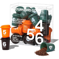 Saturnbird Coffee Instant Cold Brew - Medium, Dark Roast Variety Pack, 3 Roast Levels (No.4-6), 100% Arabica Coffee Powder, Enjoy Cold/Hot, 24 Single Serves Perfect For Iced Coffee