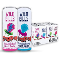 Wild Bill's 4 Flavor Craft Soda Soft Drinks, Ring Pop Variety Pack, Watermelon, Strawberry, Berry Blast & Blue Raspberry, Pure Cane Sugar, Caffeine Free, No High Fructose Corn Syrup, 12 Oz 12 Pack