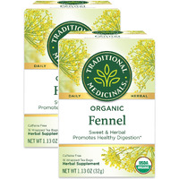 Traditional Medicinals Organic Fennel Herbal Tea, Promotes Digestive Health, (Pack Of 2) 32 Tea Bags Total