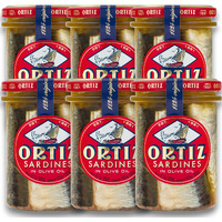 Ortiz Sardines A La Antiqua 'Old Style', Moist And Tender, Wild Caught In Spain And Hand-Packed In Premium Extra Virgin Olive Oil, Enjoy In Salads, Sandwiches And On Toast, 6.7Oz Jar (Pack Of 6)