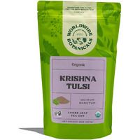 Worldwide Botanicals Organic Holy Basil Tea - Tulsi Krishna - Loose Leaf Premium Herbal Tea, 100% Pure Tulsi Holy Basil, Fair Trade, Adaptogenic Tea, Kosher, 8 Ounces