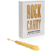Candy Envy - Gold Rock Candy Sugar Sticks - Original Sugar Flavored - 12 Indiv. Wrapped