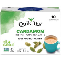 Quiktea Cardamom Instant Chai Tea Latte - 10 Count Single Box - Superfood Antioxidant, Digestion Tea